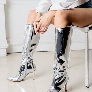 Silver Knee-High Boots